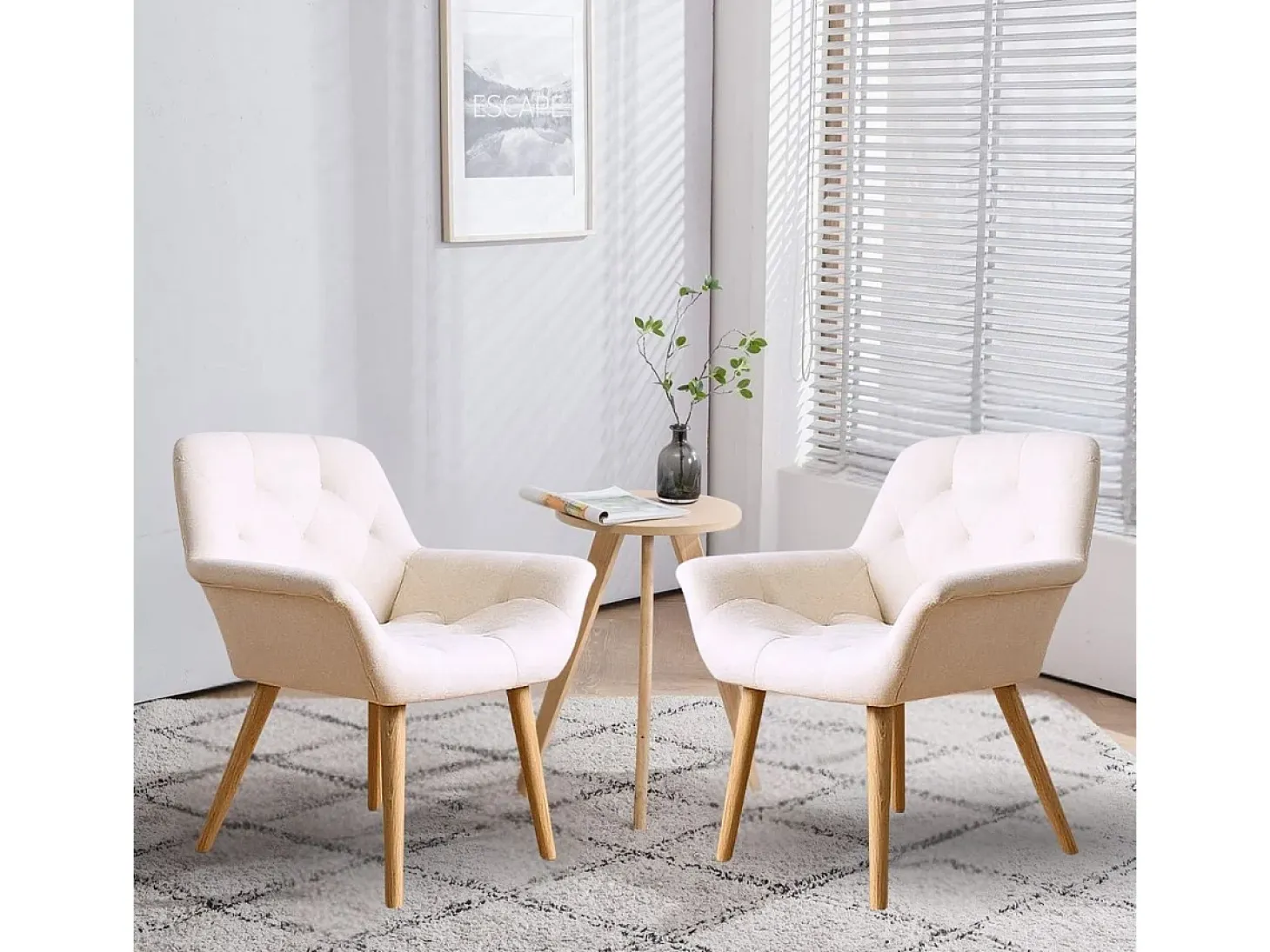 Pack de 2 sillas Nature acolchado microfibra beige 82x67,5x64 cm Adec