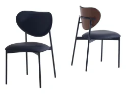 Pack de 2 sillas para cocina o comedor Eva tapizado simil piel negro, 85cm(alto) 52cm(anch