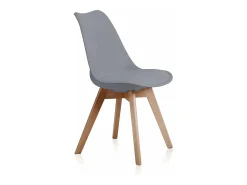Pack de 4 Sillas para Comedor, Cocina o Salón – Simil Piel Gris y Madera, Medidas: 48 cm x 45 cm x 84 cm.