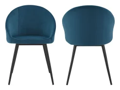 Pack de 2 sillas vintage de terciopelo azul DIANE