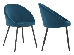 Pack de 2 sillas vintage de terciopelo azul DIANE
