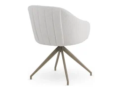 Pack de 4 sillones giratorios tapizados en chenilla color crema