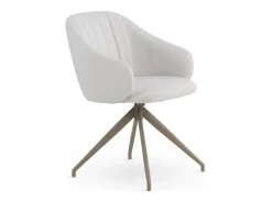 Pack de 4 sillones giratorios tapizados en chenilla color crema