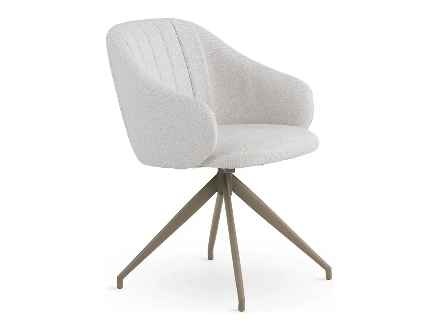 Pack de 4 sillones giratorios tapizados en chenilla color crema
