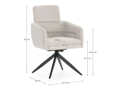 Pack de 2 sillones giratorios modelo Maggie tapizado textil gris claro, 93cm(alto) 58cm(an