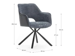 Pack de 2 sillones modelo Oliver tapizado textil azul, 81cm(alto) 60cm(ancho) 62cm(largo)