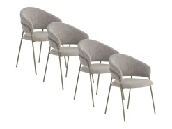 Pack de 4 sillones tapizados en chenilla color crema