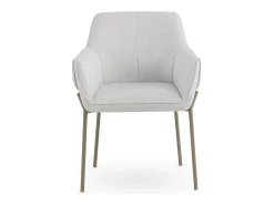 Pack de 4 sillones tapizados en chenilla color crema