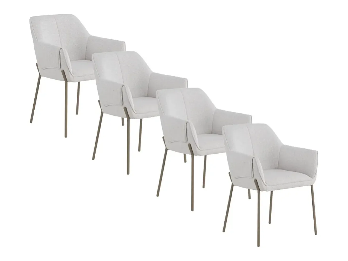 Pack de 4 sillones tapizados en chenilla color crema