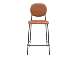 Pack de 2 taburetes de bar EDMOND de polipiel color coñac - HAPPY GARDEN