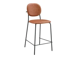 Pack de 2 taburetes de bar EDMOND de polipiel color coñac - HAPPY GARDEN