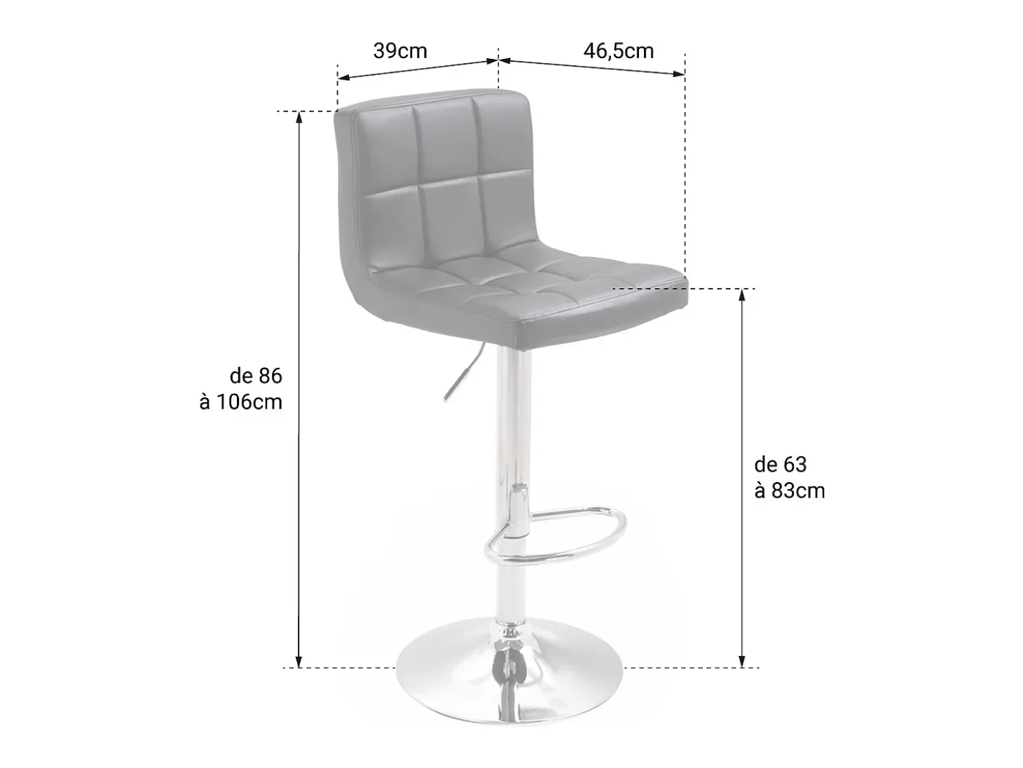 Pack de 2 taburetes de bar blancos MIKE