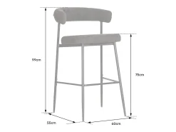 Pack de 2 taburetes de bar en tela beige THEA