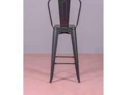 Pack de 4 taburetes metálicos con respaldo alto - Bistro - Negro