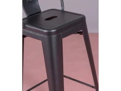 Pack de 4 taburetes metálicos con respaldo alto - Bistro - Negro