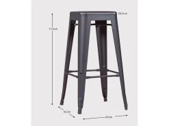 Pack de 4 taburetes metálicos de 76 cm de altura - Bistro - Metálico