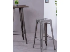 Pack de 4 taburetes metálicos de 76 cm de altura - Bistro - Metálico