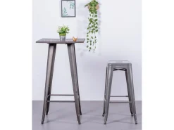 Pack de 4 taburetes metálicos de 76 cm de altura - Bistro - Metálico