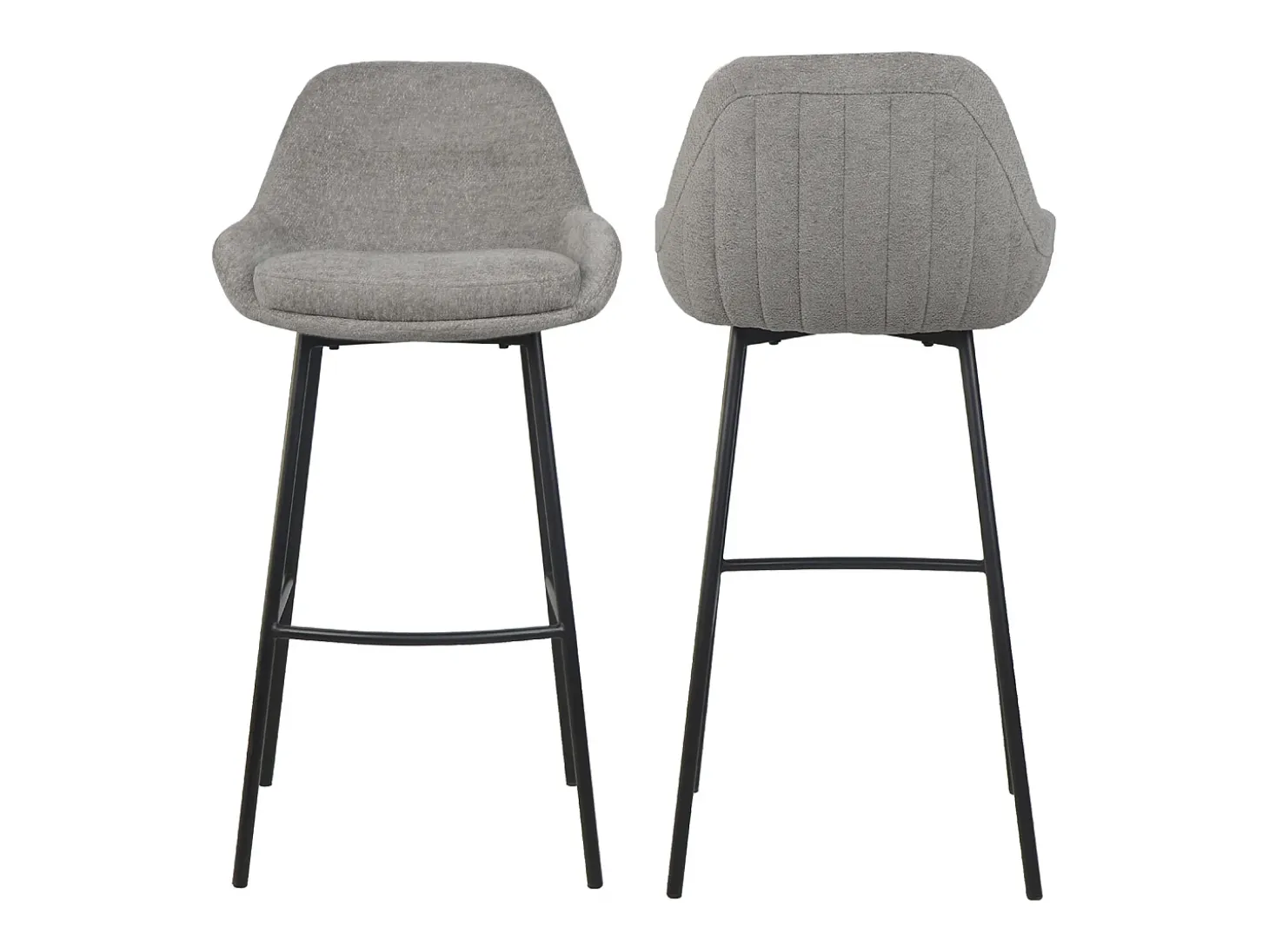 Pack de 2 taburetes para barra de 100x49x52 cm con respaldo de tela en color gris Caspi