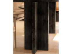 Pack de mesa de comedor de 180x80cm y banco de 140x45cm de madera maciza de abeto Decowood en tono negro - TOKYO - DECOWOOD