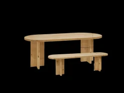 Pack de mesa de comedor de 200x85cm y banco de 160x45cm de madera maciza de abeto Decowood en tono natural - TOKYO - DECOWOOD