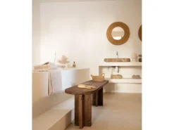 Pack de mesa de comedor de 200x85cm y banco de 160x45cm de madera maciza de abeto Decowood en tono nogal - TOKYO - DECOWOOD