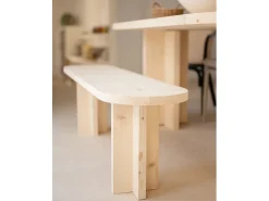 Pack de mesa de comedor de 160x78cm y banco de 120x45cm de madera maciza de abeto Decowood en tono natural - TOKYO - DECOWOOD