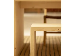 Pack mesa de comedor de 200x75cm y banco de 165x45cm rectangulares de madera de abeto maciza Decowood en tono natural - TELVA - DECOWOOD