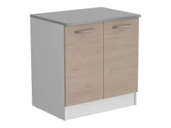 Pack Muebles Cocina Eko Moderno Blanco Mate/Roble Jackson Fregadero Horno