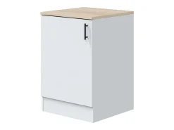 Pack Muebles Cocina Kira 10 Módulos Nórdico Blanco Brillo Roble Canadian