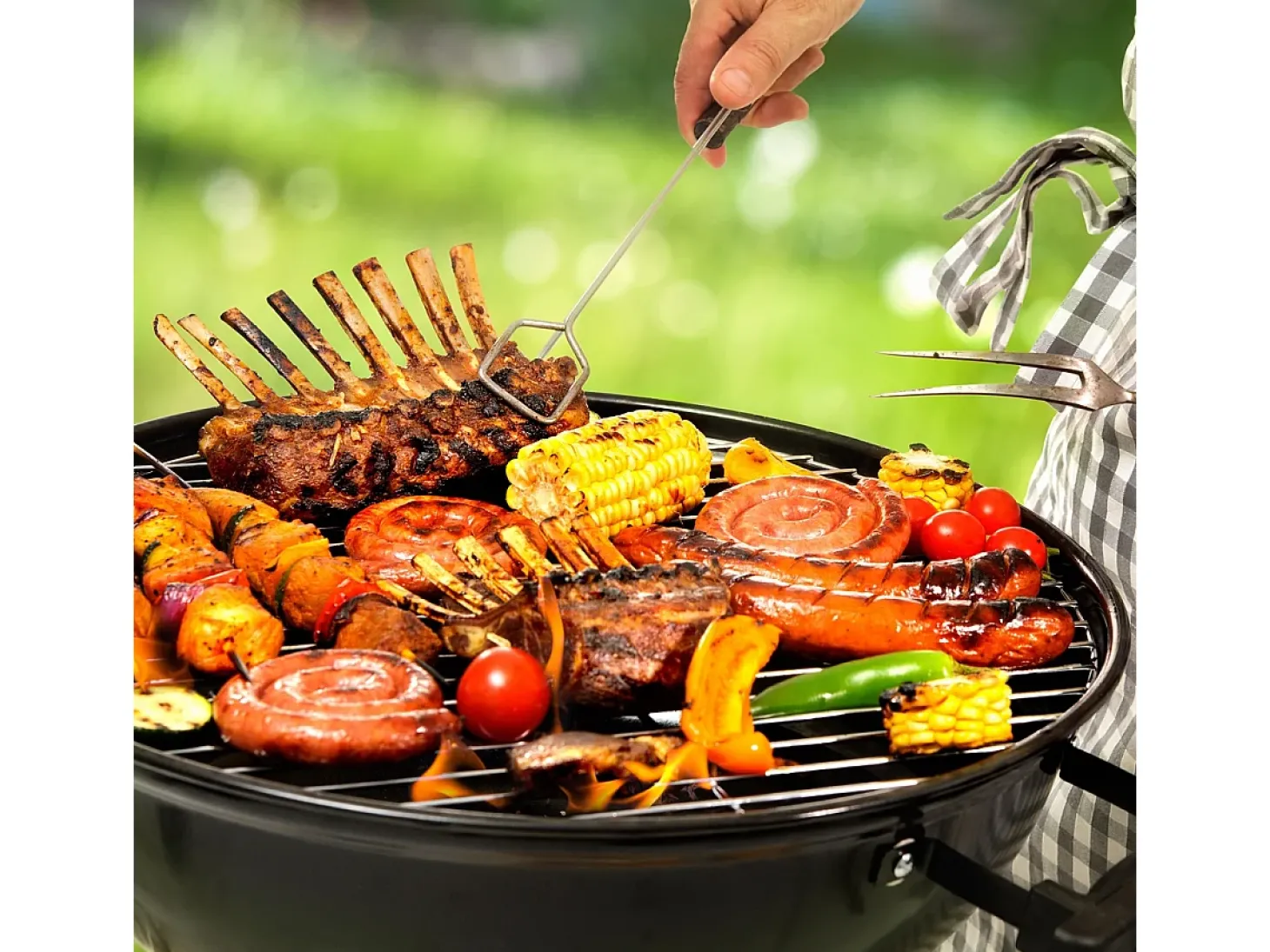 Parilla BBQ portátil acero inóxidable redonda Ø 54,5 cm mango madera insertable