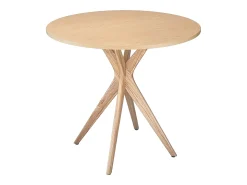 Pequena mesa de comedor redonda de 80 cm Jubi madera de fresno
