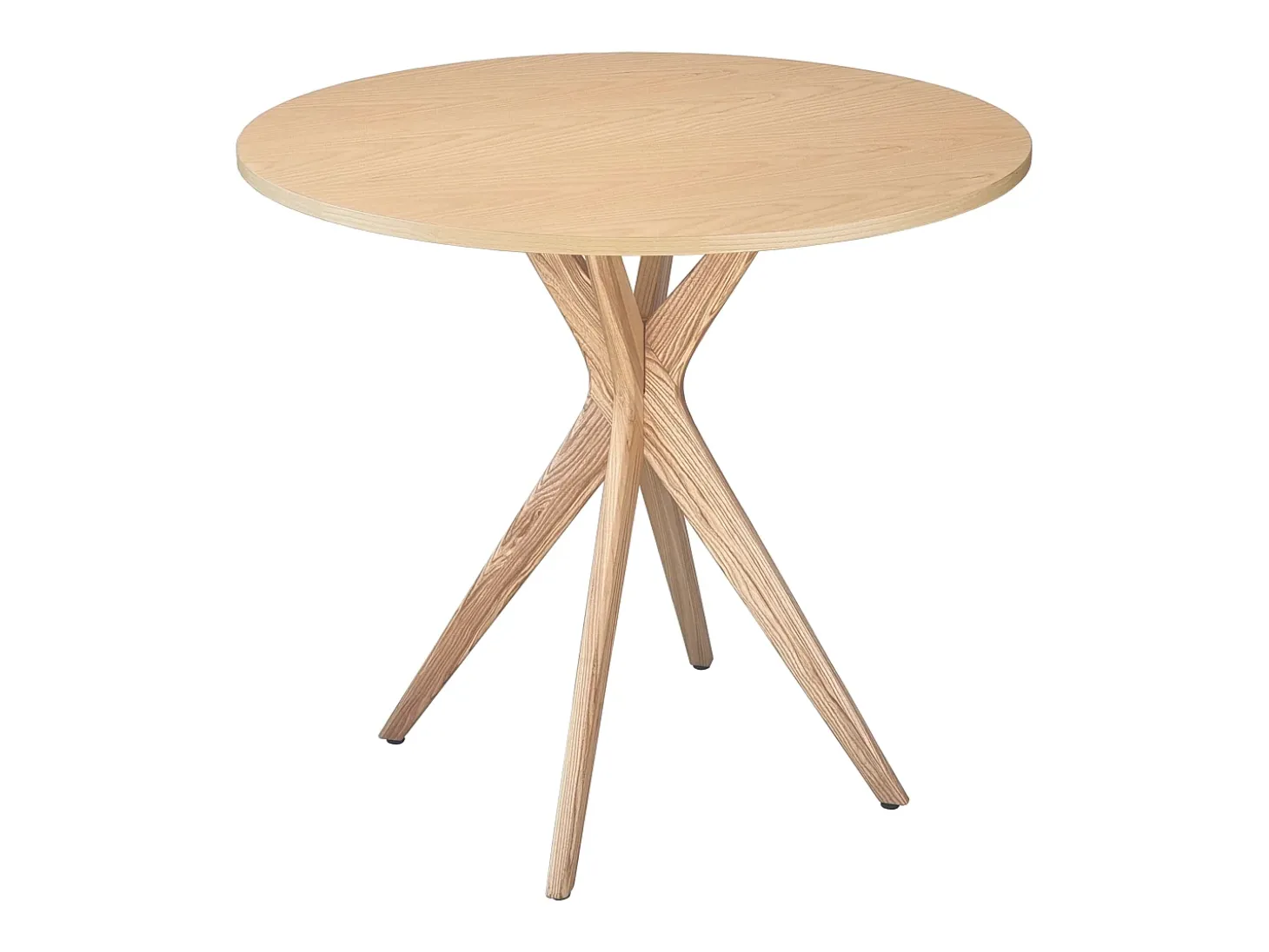 Pequena mesa de comedor redonda de 80 cm Jubi madera de fresno