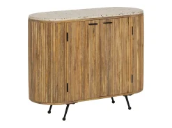 Pequeño buffet de madera de mango y terrazo Ambrine esculpido y redondeado
