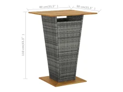 Pia Mesa alta ratán sintético y madera de acacia gris 80x80x110 cm