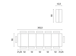 Pinocho - Consola extensible (42,5/302,5 x 90 cm) en MDF lacado gris paloma