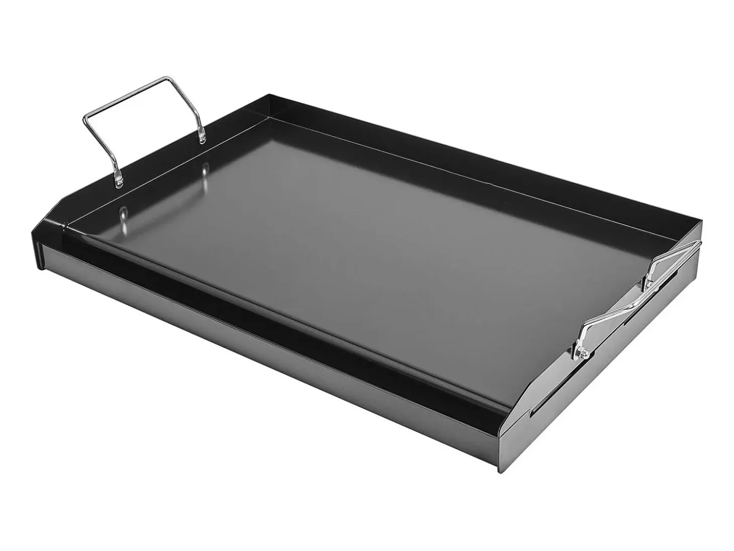 Placa de Parrilla, SucceBuy Placa de Cocción de Acero al Carbono, 60.5 x 36 cm, Utensilio de Cocina Portátil a Gas con Mango, Ideal para Acampar, Negra