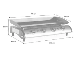 Plancha de gas 4 quemadores de acero inoxidable con utensilios, 10kw