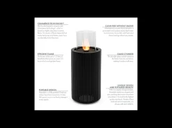 Planika - Chimenea portátil de bioetanol Mandala con tecnología Commerce, vidrio cilíndrico negro