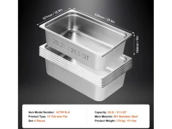 Plato Plano SucceBuy Lote de 6 Calderos de Vapor de Tamaño Estándar, en Acero Inoxidable, de 15.2 CM de Profundidad