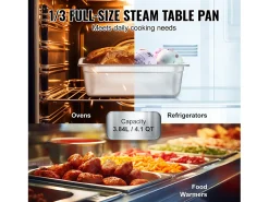 Plato Plano SucceBuy Lote de 6 Cacerolas de Hotel de Tamaño 1/3, Cacerola Profunda en Acero Inoxidable de 10.2CM para Mesa de Vapor