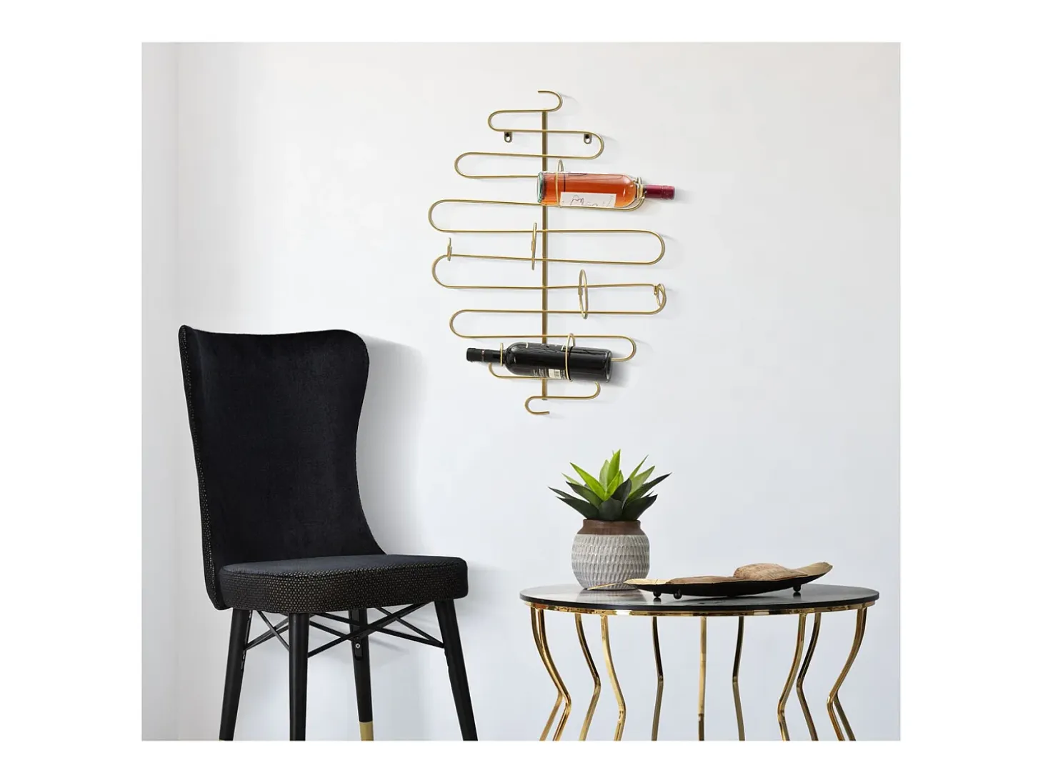 Porta Botellas VKH326, Oro, 53x13x72 cm, Kendra Home