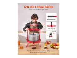 Prensa de Frutas SucceBuy Prensa Manual de Frutas y Vino de Acero Inoxidable de 9 L para Exprimido.