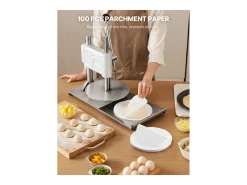 Prensa de Masa Manual SucceBuy, Placa de 24 cm de Diámetro, Prensa de Pizza de Acero Inoxidable, con Asa y 100 Hojas de Papel Vegetal, Ideal para Cafeterías