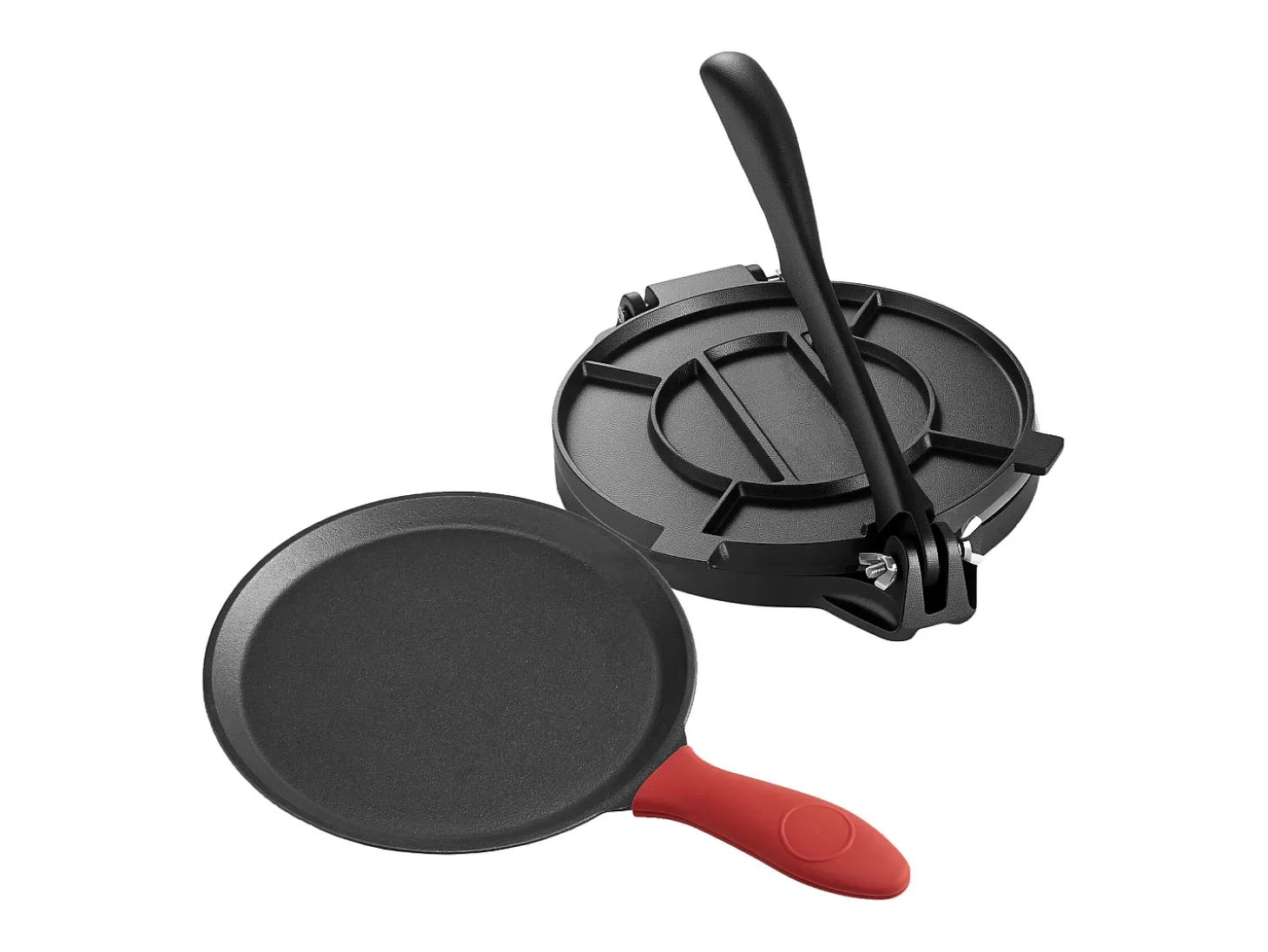 Prensa para Tortillas SucceBuy de Hierro Fundido de Alta Resistencia, 20 cm, con Asa y 100 Papeles de Pergamino, para Tortillas