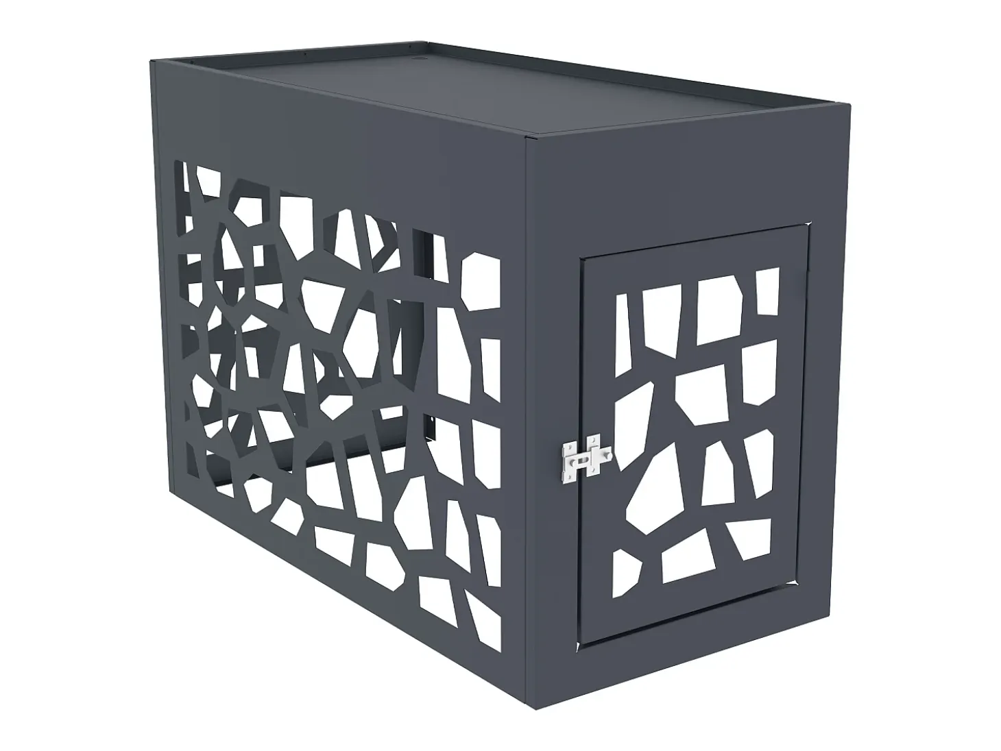 Protector para aire acondicionado / bomba de calor perforado en aluminio - Con puerta de acceso - Antracita - KAZOMA