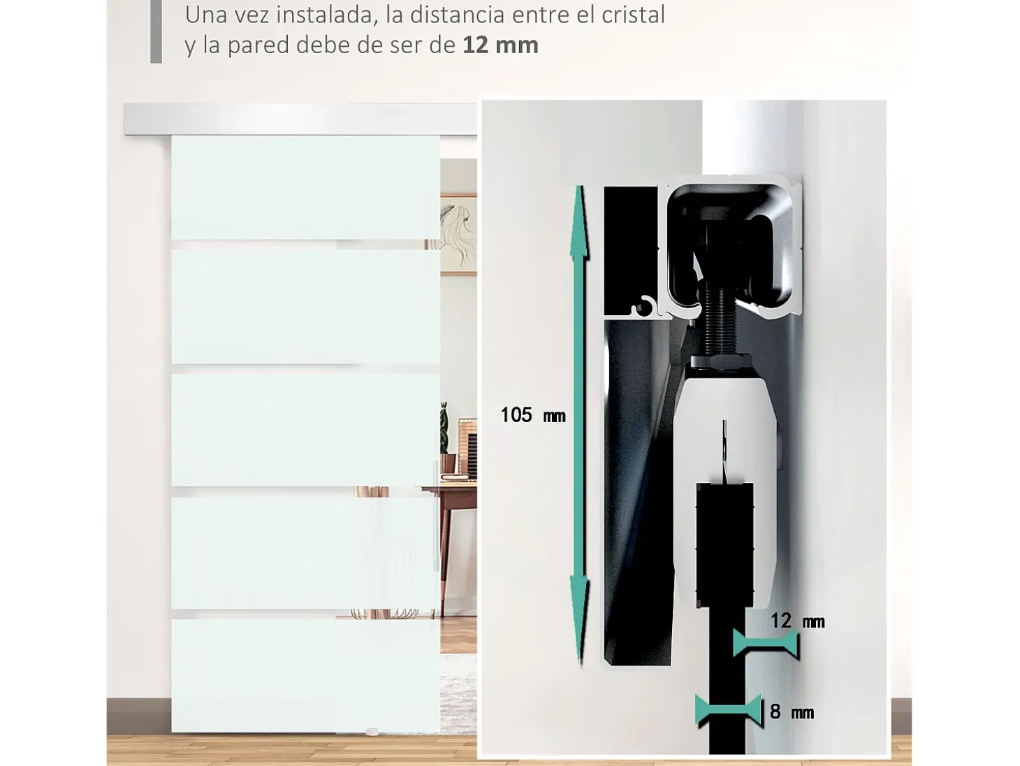 Puerta corredera esmerilado con rayas 200x213 cm HOMCOM