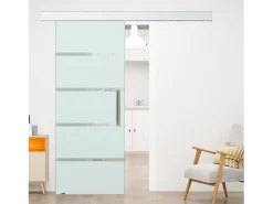 Puerta corredera esmerilado con rayas 200x213 cm HOMCOM