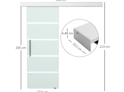Puerta corredera esmerilado con rayas 200x213 cm HOMCOM