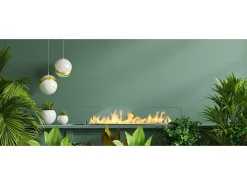 Quemador de chimenea de bioetanol fabricado en acero con cristal de 100 cm.